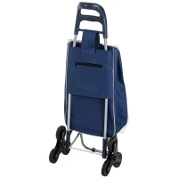 HOMCOM® Einkaufstrolley Einkaufsroller klappbar mit Treppensteiger Blau(m-6)