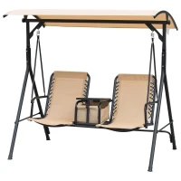 Outsunny® Hollywoodschaukel Gartenschaukel Sonnendach Aufbewahrungsbox Becherhalter Teslin(m-3)