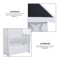 Outsunny® Laubenbank Philosophenbank mit Stauraum H225cm Weiß(m-4)