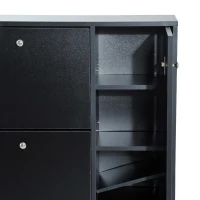 HOMCOM Schuhkipper Schuhschrank Schuhständer Schuhregal 22-28 Paar 80x24x120cm 2 Farben (Schwarz)(m-9)
