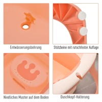 HOMCOM® Babybadewanne mit 4 Teilen Babywanne Badewanne Kunststoff Rosa(m-7)