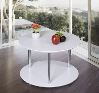 Beistelltisch Tisch Couchtisch Rund Ø56, 4cm MDF Wohnzimmertisch mit Räder schwarz/weiß Homcom (weiß)(m-2)