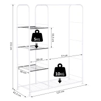 HOMCOM® Kleiderständer Garderobenständer Wäscheständer Kleiderstange Regal Metall Weiß 122 x 42,5 x 151 cm(m-3)