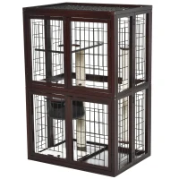 PawHut® Katzenhaus Katzen Käfig Hängematte Sisal-Säulen & Matte Massivholz Metalldraht(m-1)