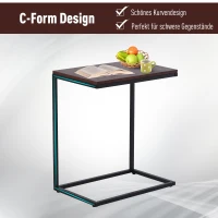 HOMCOM® Beistelltisch in C-Form Kaffeetisch Couchtisch Standtisch Tisch Metall MDF(m-4)