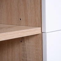 HOMCOM® Fernsehtisch mit 4 Schubladen und 2 Ablagen | TV-Board | 150 x 40 x 50 cm | Weiß, Eiche(m-7)