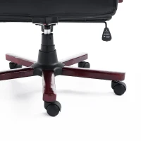 HOMCOM® Drehstuhl Kunstleder Holz 65 x 65 x 107-116 cm Schwarz(m-10)