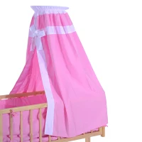 HOMCOM Babywiege Babybettset Schaukelwiege mit Bettwäsche pink(m-4)