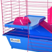 PawHut® Kleintierkäfig Tierkäfig Nagerkäfig Starter-Set mit allem Zubehör Stahl+PP Blau(m-9)