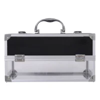 HOMCOM® Schmuckschatulle Schmuckkästchen Schmuckkasten Aluminium Acryl Silber 30 x 19,2 x 16 cm(m-7)