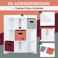 HOMCOM® Eckregal Aufbewahrungsregal Standregal 3 Schubladen Platzsparend MDF Weiß(m-4)