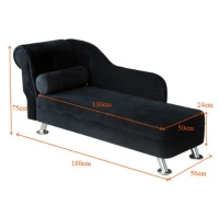 HOMCOM Chaiselongue Sofa Relaxliege Recamiere Chesterfield schwarz(m-2)