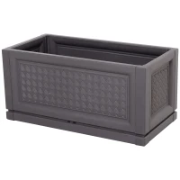 Outsunny® Hochbeet Gartenbeet Pflanzkasten Blumenkasten 2 Muster Abflusslöcher PP Kaffee 60 x 30 x 29 cm(m-3)