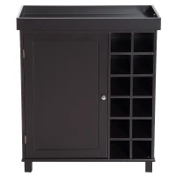 HOMCOM Weinschrank Küchenschrank 12 Flaschen mit Tablett Kaffeebraun(m-3)