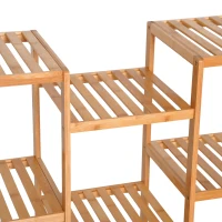 HOMCOM® Badregal Standregal Bambus Regal 9 Ablagen DIY(m-10)