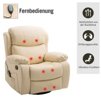 HOMCOM® Massagesessel Vibrations- und Heizfunktion Beige(m-4)