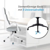 Vinsetto® Bürostuhl Drehstuhl Kippfunktion Leinen Grau Weiß(m-7)