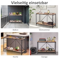 HOMCOM® Beistelltisch Couchtisch Konsolentisch Faltbar mit 4 Fächer Aufbewahrung Vintage-Muster MDF 120 x 40 x 84 cm(m-7)