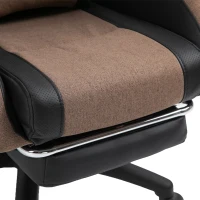 Vinsetto® Gamingstuhl Chefsessel Fußstütze Leinen Braun(m-9)