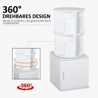 HOMCOM® Bücherregal 2-in-1 Standregal Drehregal 360 ° drehbar Abnehmbar Weiß(m-4)