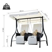 Outsunny® 2-Sitzer Polyrattan Hollywoodschaukel mit Liegefunktion und Sonnendach(m-2)
