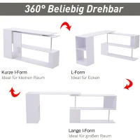 HOMCOM® Eckschreibtisch Winkelschreibtisch Computertisch Bürotisch Regal weiß(m-5)