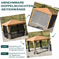 Outsunny® Pavillon Partyzelt Festzelt Gartenlaube mit Seitenwände Stahldach Aluminium Grau(m-5)