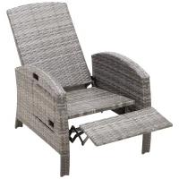 Outsunny® Rattanstuhl Liegestuhl Klapptisch Verstellbare Rückenlehne Fußstütze Metall(m-6)