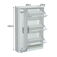 HOMCOM Schuhschrank Schuhkipper Schuhregal 3 Klappen Weiß(m-2)