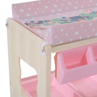 HOMCOM® Baby Wickeltisch mit Badewanne Mobil Rosa(m-4)