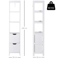 kleankin® Badezimmerregal Badeschrank Küchenschrank mit 1 Schränke 3 offene Regale MDF(m-3)