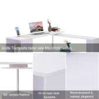 HOMCOM® Eckschreibtisch Winkelschreibtisch Computertisch Bürotisch Regal weiß(m-4)