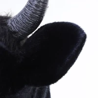 HOMCOM® Tierkopfmaske Bullenkopf Beweglicher Mund Kostüm Polyester Schwarz 59 x 48 x 28 cm(m-9)