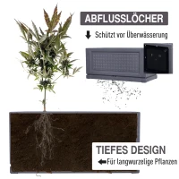 Outsunny® Gartenbeet Hochbeet Pflanzkasten Blumenkasten 2 Muster Abflusslöcher PP Grau 60 x 30 x 29 cm(m-4)
