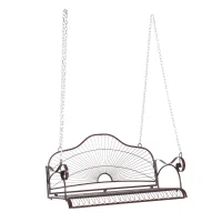 Outsunny Hängebank Schaukel Bank Gartenschaukel mit Ketten, Metall, Braun, 122x58x57cm(m-1)