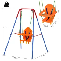 HOMCOM® Kinderschaukel mit Sicherheitsgurt Kleinkindschaukel Schaukelsitz ab 1 Jahr PP PE(m-3)