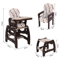 HOMCOM® 3 in 1 Kinderhochstuhl - Kombihochstuhl - Braun(m-2)
