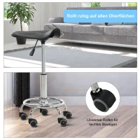 HOMCOM® Sattelhocker für Büro Salon Massage verstellbar Drehhocker Rollhocker Schwarz(m-12)
