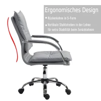 Vinsetto® Bürostuhl Drehstuhl höhenverstellbar rollbar ergonomisch PU grau 64 x 57 x (91–101) cm(m-4)