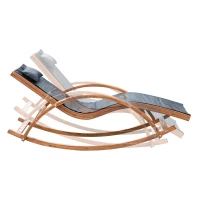 Outsunny® Schaukelstuhl Sonnenliege Holz Lounge schwarz(m-4)