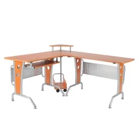 HOMCOM® Eckschreibtisch 165 x 143 x 86,5 cm Braun Silber(m-3)