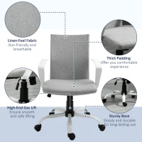 Vinsetto Office Chair Linen Swivel Light Grey(m-7)