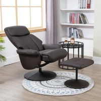 HOMCOM® Relaxsessel mit Beinablage | Fernsehsessel | Stahl, PU, PVC, Holz, Schaumstoff | Braun | 78 x 76 x 106 cm / 78 x 108 x 94 cm(m-5)