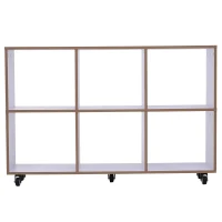 HOMCOM® 6 Fächer Rollregal Bücherregal Standregal mit 5 Rollen Holz Weiß 120 x 30 x 80 cm(m-1)