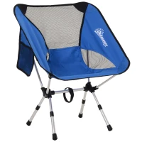Outsunny® Campingstuhl mit Telefontasche Faltstuhl Angelstuhl Höhenverstellbar Alu Blau(m-1)