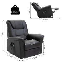 HOMCOM® Massagesessel mit Wärmefunktion | Massagestuhl | Schwarz | 100 x 93 x 105 cm(m-2)