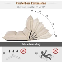 HOMCOM Sitzkissen verstellbare Rückenlehne 55 x 45 x 67 cm Creme(m-4)