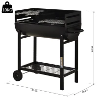 Outsunny® Grillwagen Grillstation Standgrill mit Windschutz 2 x Grillrost höhenverstellbar(m-3)