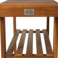 HOMCOM® Schuhschrank mit Sitzbank 3 Ablagen Flur Schulregal Akazienholz Teak(m-6)