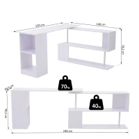 HOMCOM® Eckschreibtisch Winkelschreibtisch Computertisch Bürotisch Regal weiß(m-2)